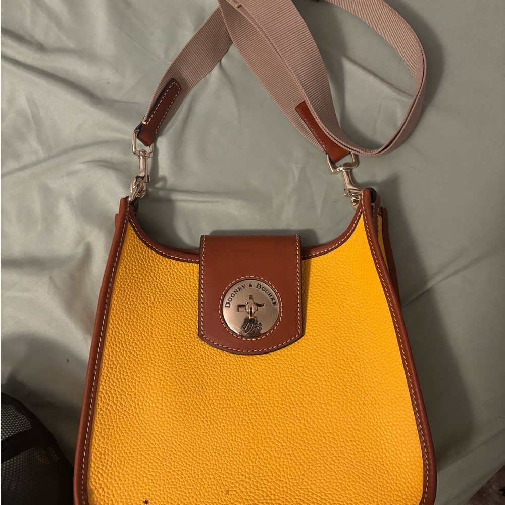 Dooney & Bourke Vibrant Yellow and Tan Crossbody Bag